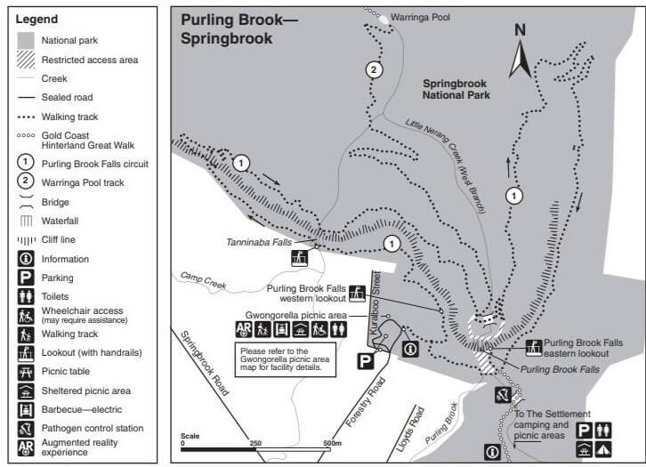 Purling Brook Falls Map