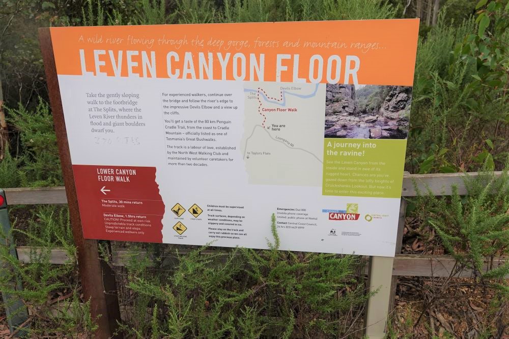 Leven Canyon Floor Walk Signage