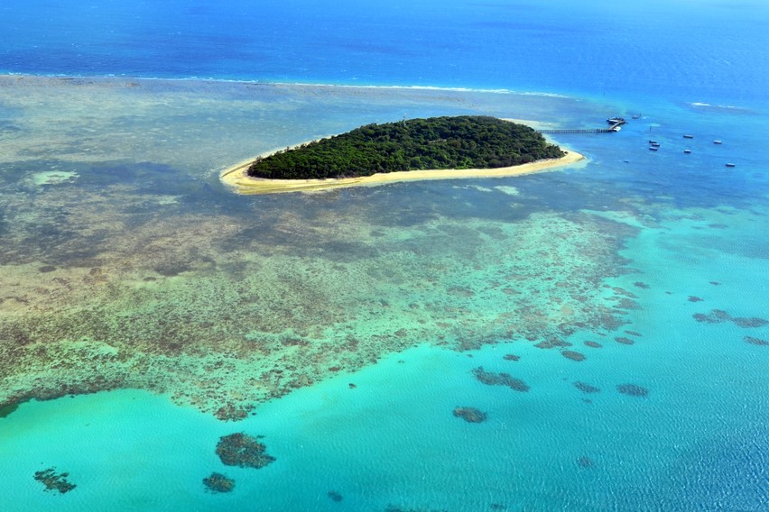 Aerial view of Green Island reef at the Great Barrier Reef Queensland Australia